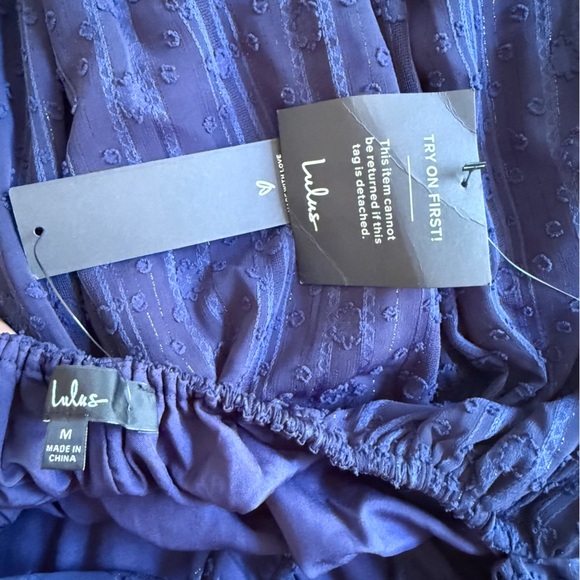 NWT LULUS Only You and I Navy Blue Long Sleeve Tie-Back Mini Skater Dress M - Picture 10 of 10